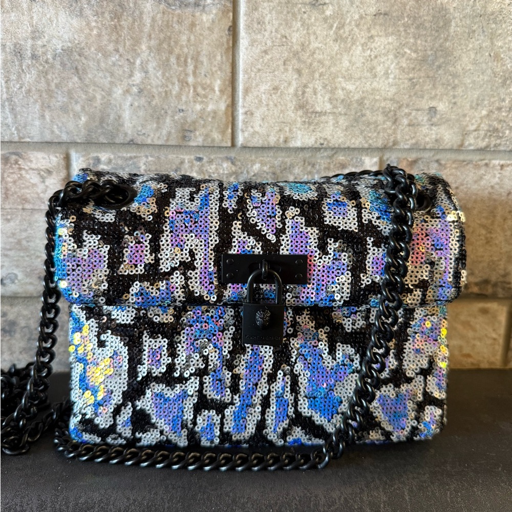 Kurt Geiger Sequin Mosaic Crossbody Shoulder Bag - Black & Iridescent